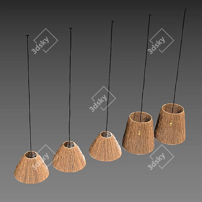 Handcrafted Wicker Lamp 3D Model 3D model image 5