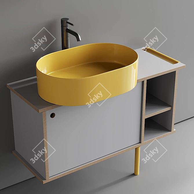 Cielo Theo Vanity Washbasin Set 3D model image 2