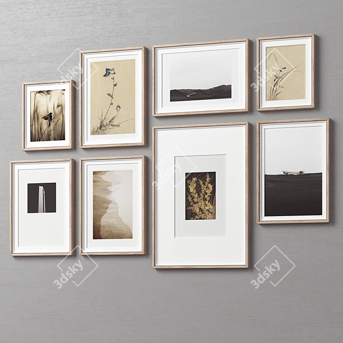 Wooden Picture Frames Set Collection 3D model image 2