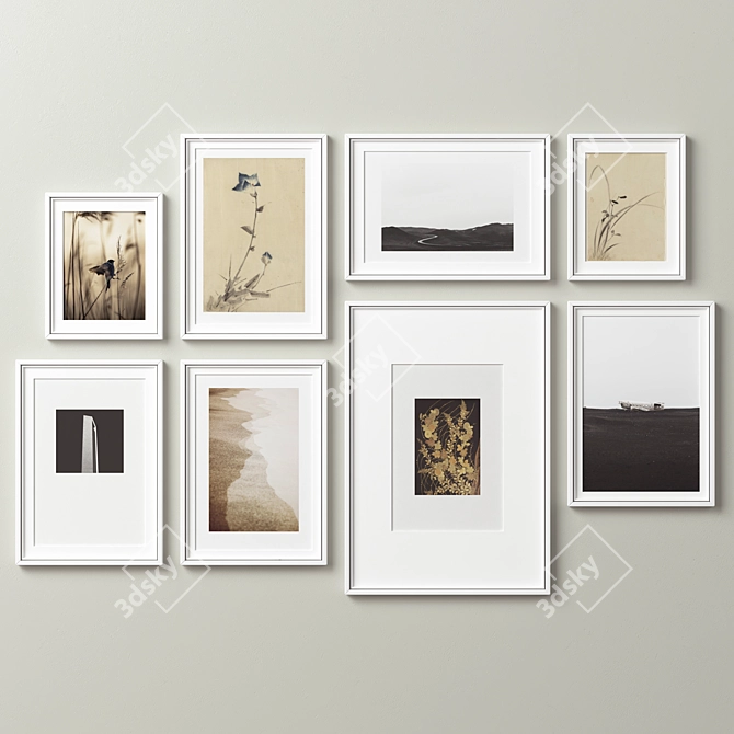 Wooden Picture Frames Set Collection 3D model image 7