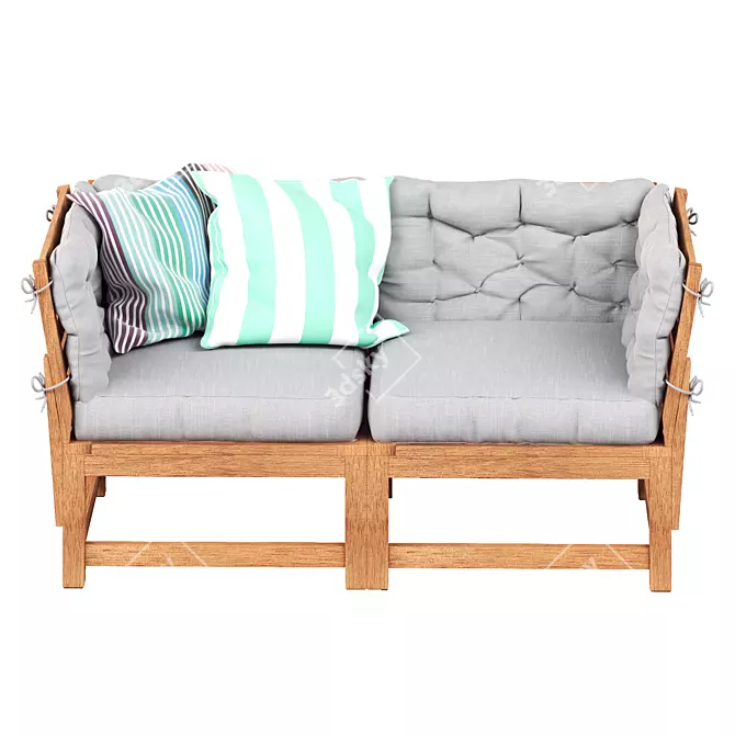 Outdoor Modular 2-Seater Sofa Set 3D model image 2