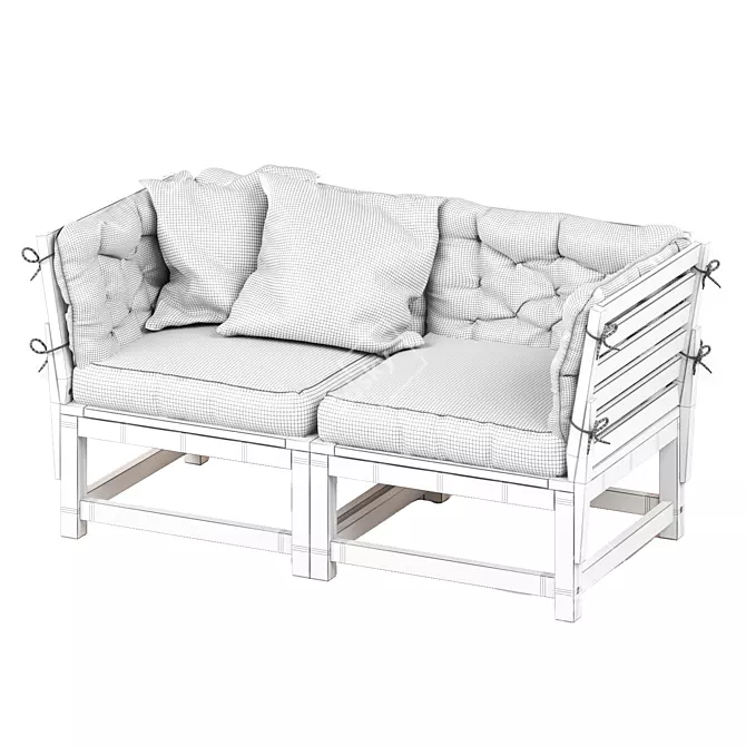 Outdoor Modular 2-Seater Sofa Set 3D model image 7