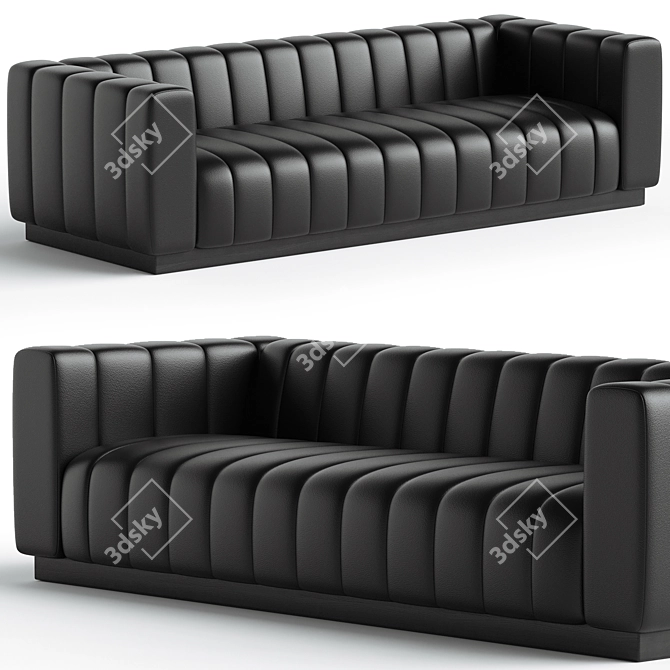 Fortissimo XL Black Leather Channeled 3D model image 2