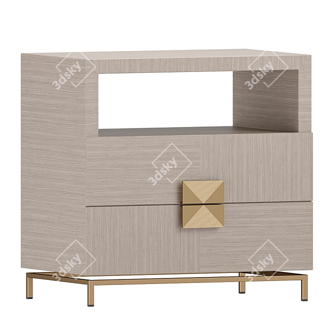 Luxury Metal Nightstand in Gold 3D model image 1