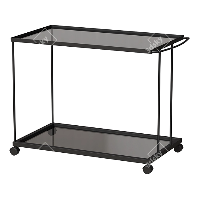 Elegant Tristano Bar Cart - Copper Grey 3D model image 1