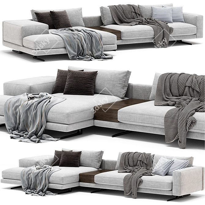 Luxury Poliform Chaise Longue Sofa 3D model image 1