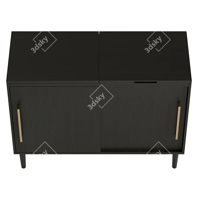 Sleek Matte Black Media Console 3D model image 3