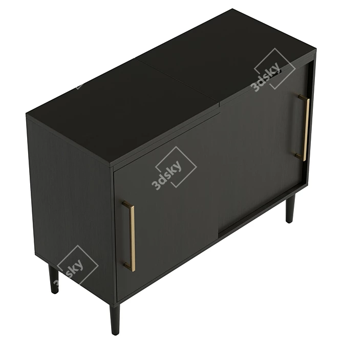 Sleek Matte Black Media Console 3D model image 5