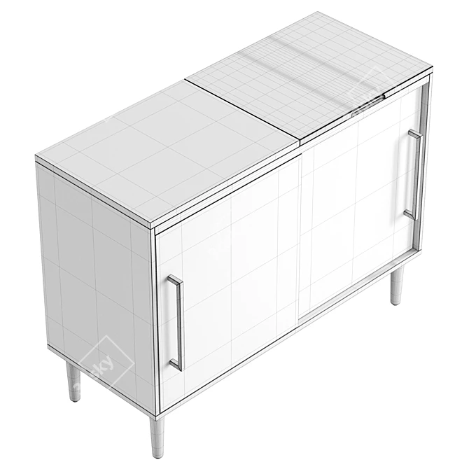 Sleek Matte Black Media Console 3D model image 6