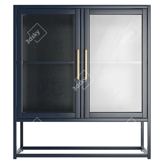 Santorini Blue Metal Kitchen Cabinet 3D model image 2