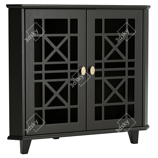 Gwen Fretwork Black Corner Cabinet 3D model image 1