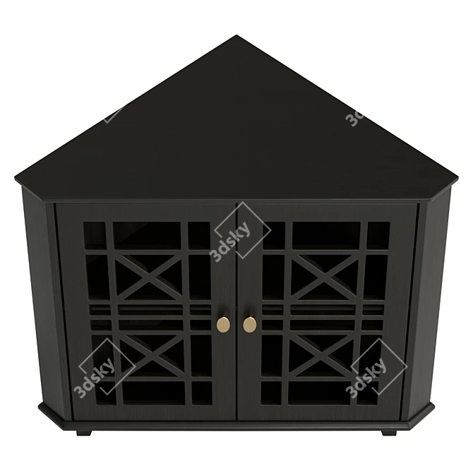 Gwen Fretwork Black Corner Cabinet 3D model image 3