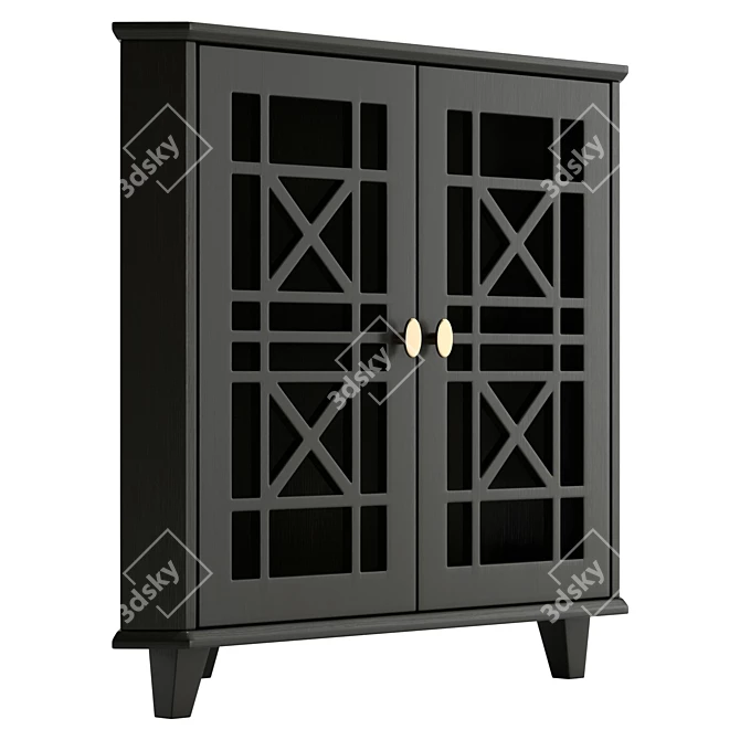 Gwen Fretwork Black Corner Cabinet 3D model image 4