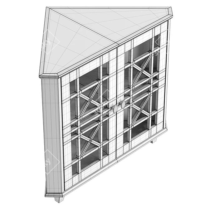 Gwen Fretwork Black Corner Cabinet 3D model image 6