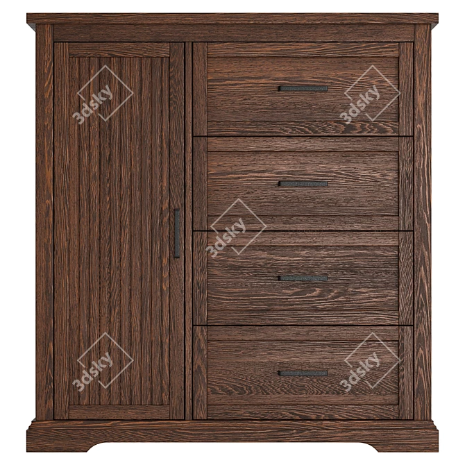 Modern Dark Walnut Dresser UFO 3D model image 2