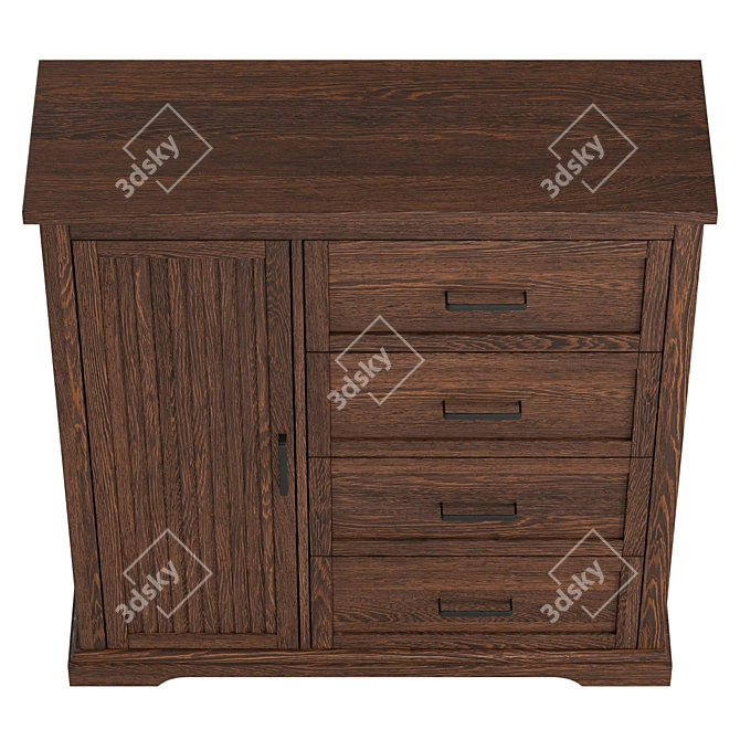 Modern Dark Walnut Dresser UFO 3D model image 3