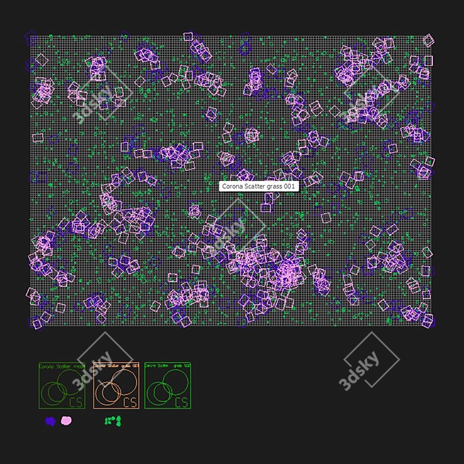Field Meadow Scene with Scatter 3D model image 3