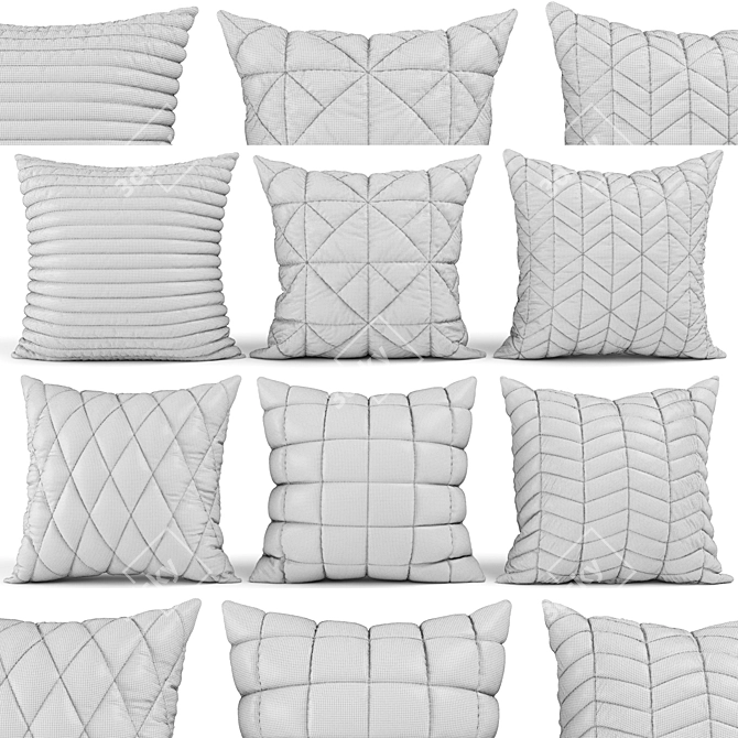 Elegant Decorative Pillows Set 3D model image 3