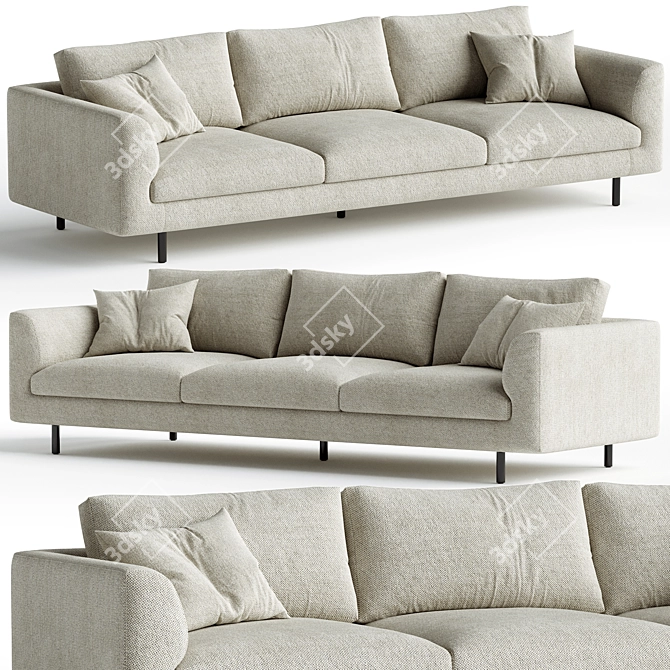 Modern 4-Seater Fabric Sofa Settee 3D model image 1