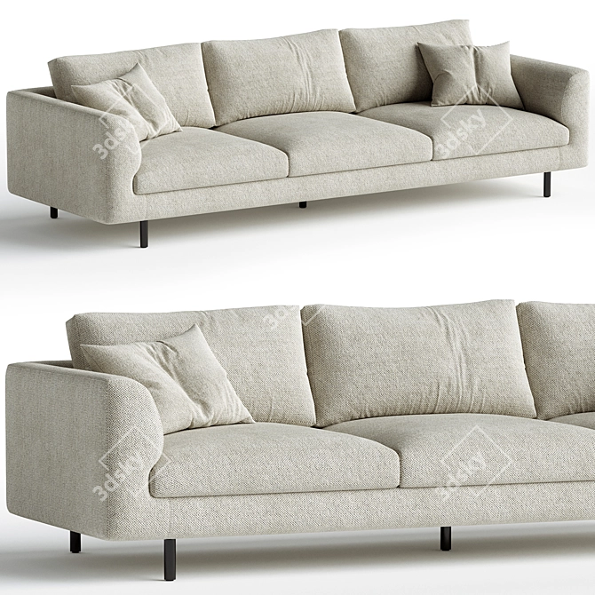 Modern 4-Seater Fabric Sofa Settee 3D model image 2