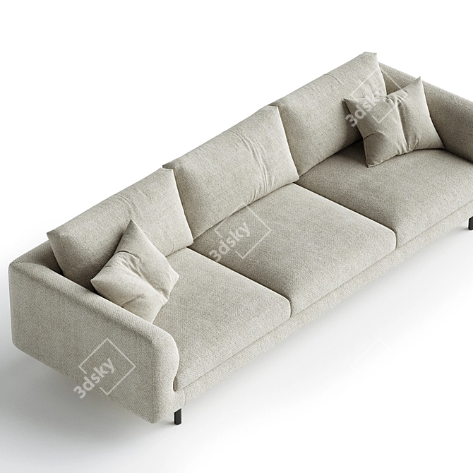 Modern 4-Seater Fabric Sofa Settee 3D model image 3