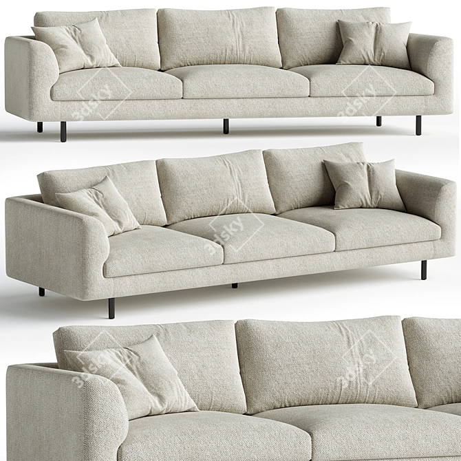 Modern 4-Seater Fabric Sofa Settee 3D model image 4