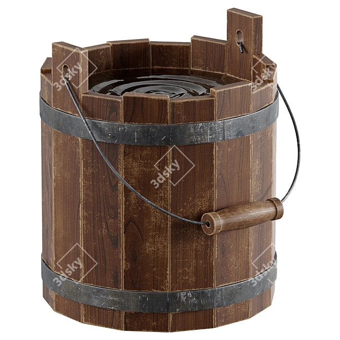 Vintage Metal Water Pail 3D model image 1