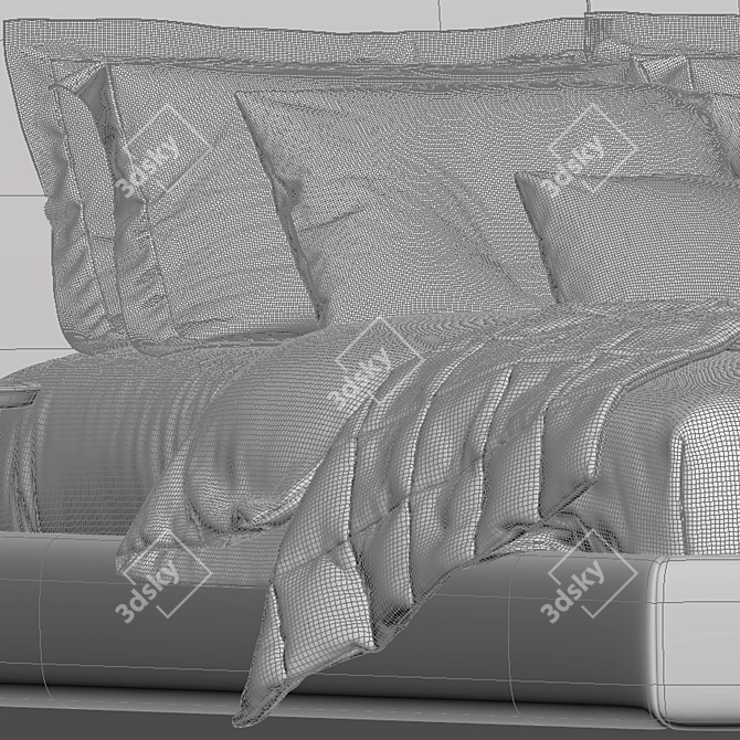 Elegant Double Bed by Flou 3D model image 4