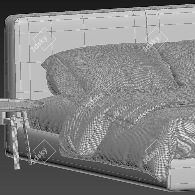 Elegant Double Bed by Flou 3D model image 5