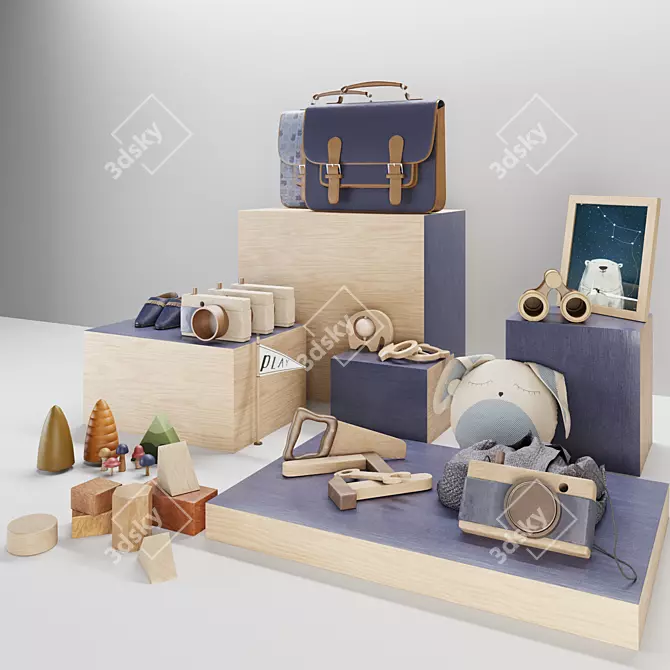 Vintage Kids Room Decoration Set 3D model image 2