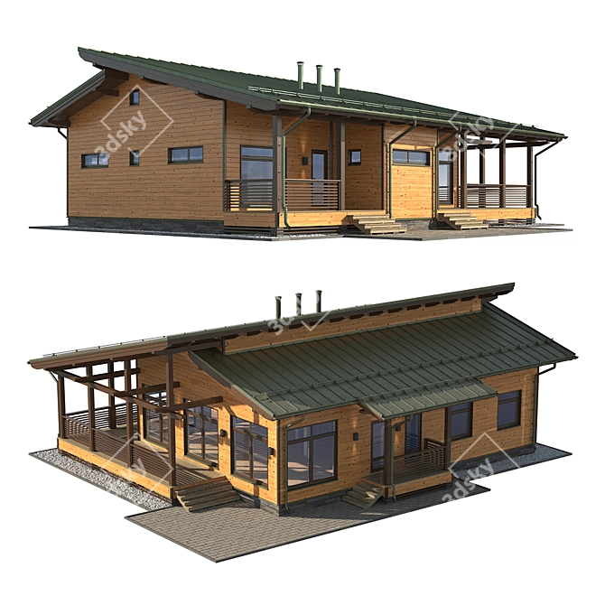 Rustic Cabin with Falz Roof 3D model image 2