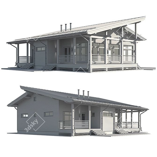 Rustic Cabin with Falz Roof 3D model image 4