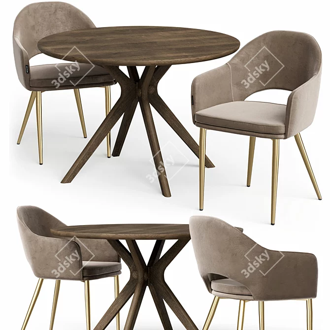 Customizable Color Chair and Table 3D model image 1