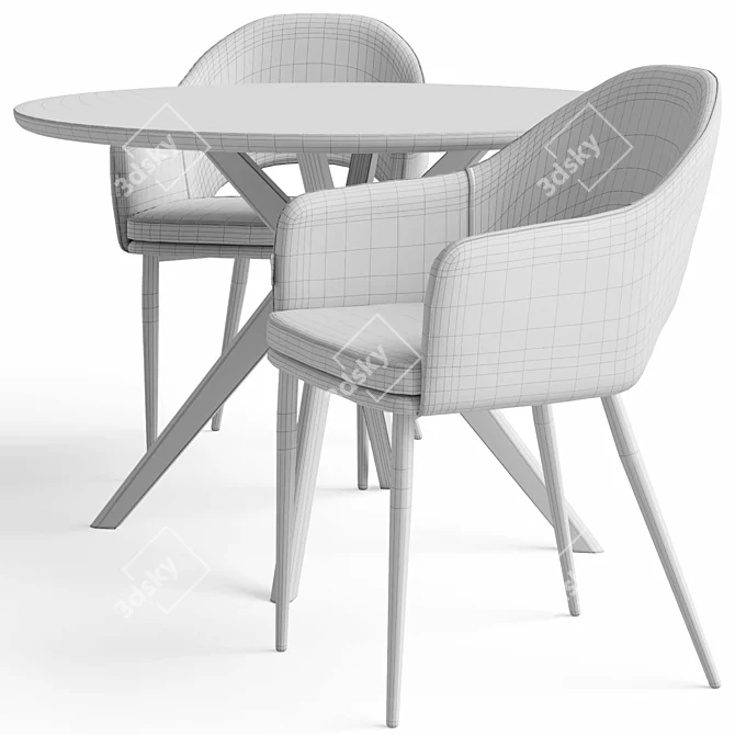 Customizable Color Chair and Table 3D model image 7