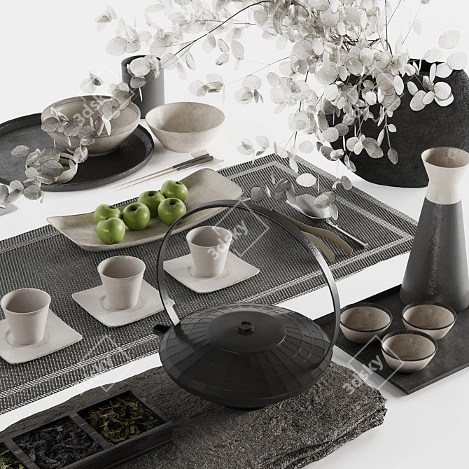 Modern 22-piece Tableware Set 3D model image 2