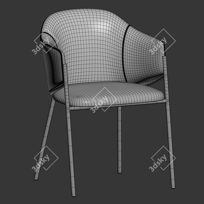 Modern White Dill Dining Chair 3D model image 4