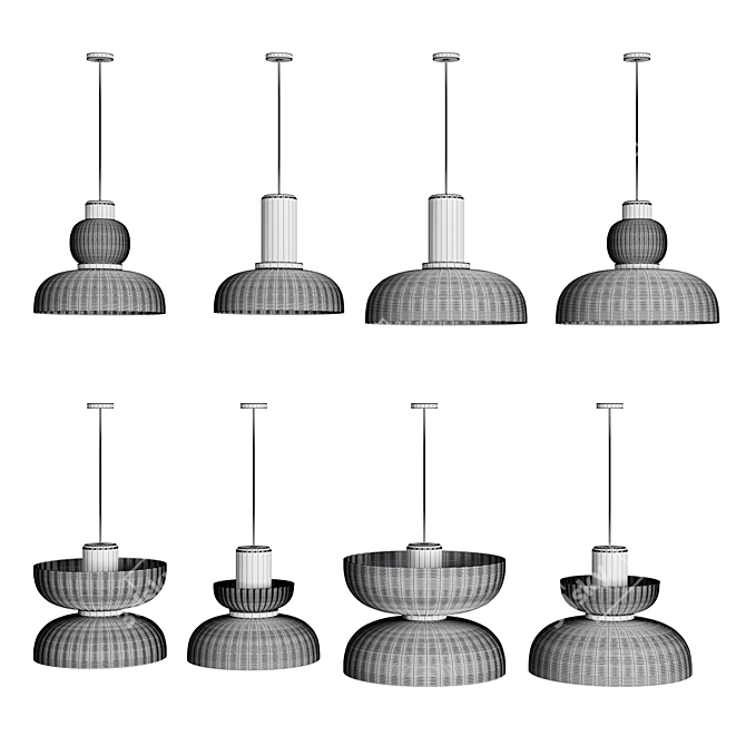 Zen Fabric Pendant Lights A 3D model image 6