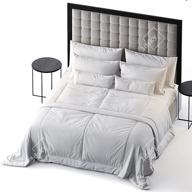 London Bed with Cafaro Headboard 3D model image 3