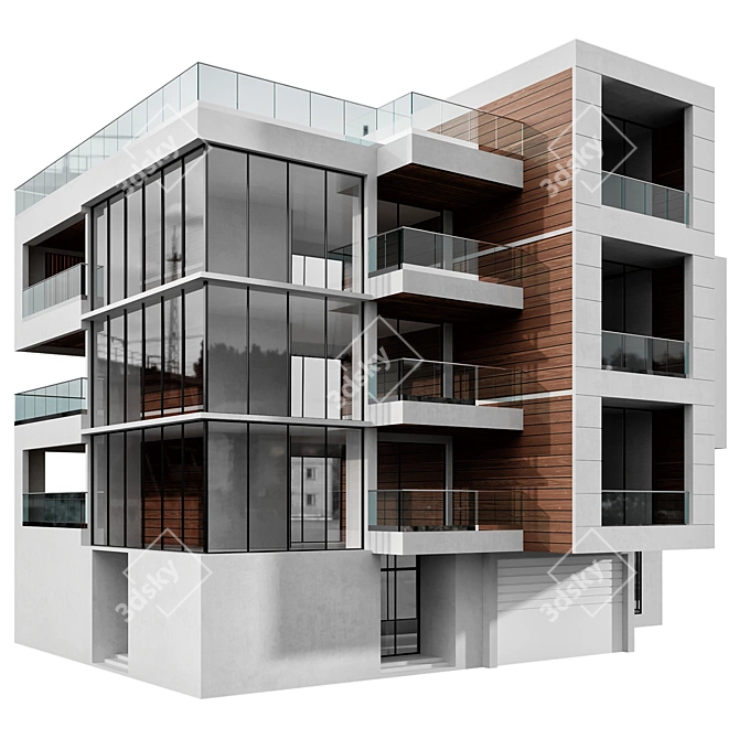Modern Architectural 3D Model Kit 3D model image 2