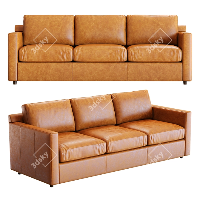 Premium Leather 3-Seat Sofa Model 3D model image 1