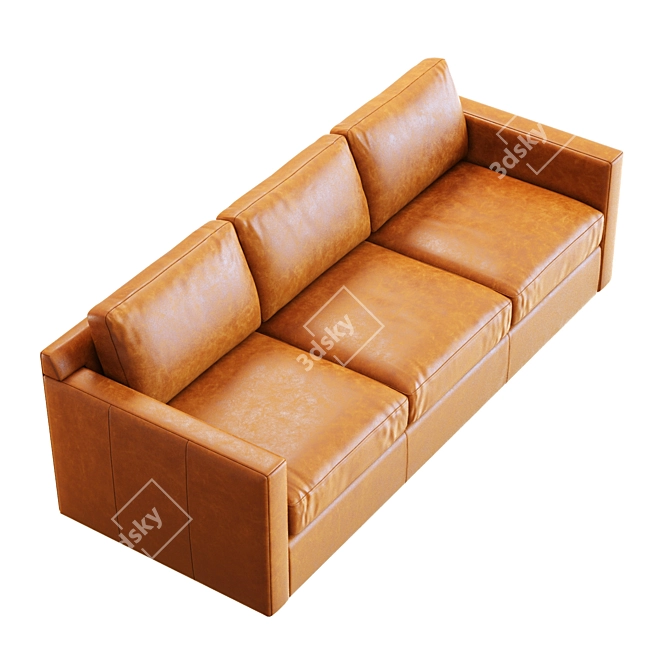 Premium Leather 3-Seat Sofa Model 3D model image 2