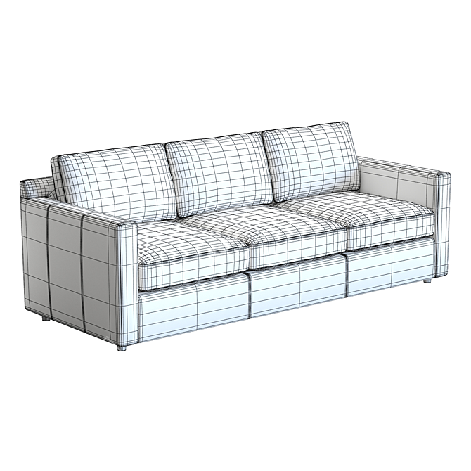 Premium Leather 3-Seat Sofa Model 3D model image 5