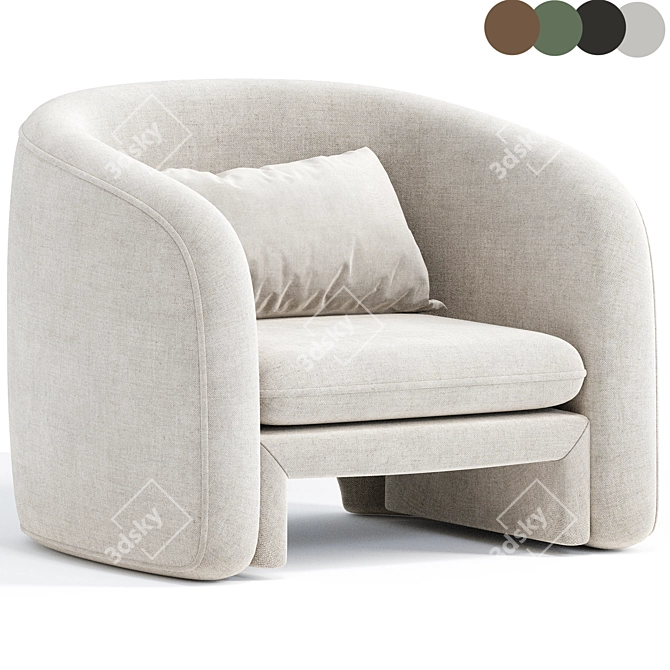 Chic Warren Armchair with Style 3D model image 1