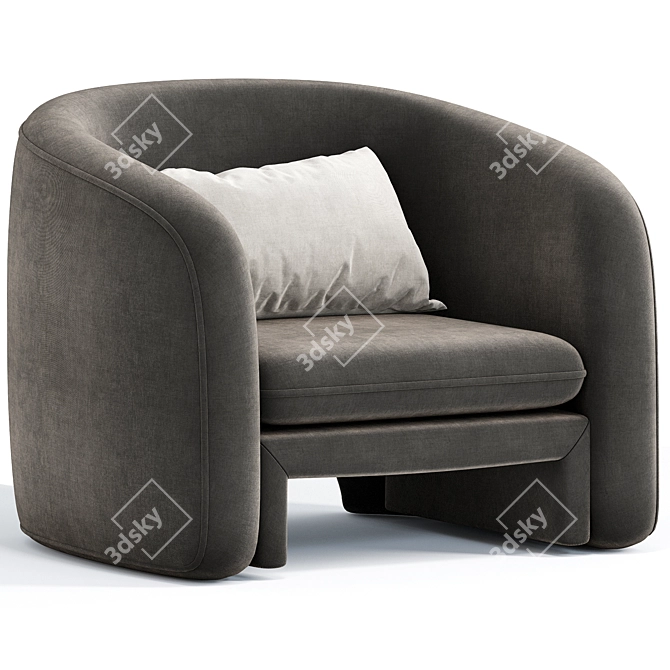 Chic Warren Armchair with Style 3D model image 2