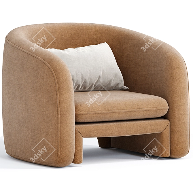 Chic Warren Armchair with Style 3D model image 4