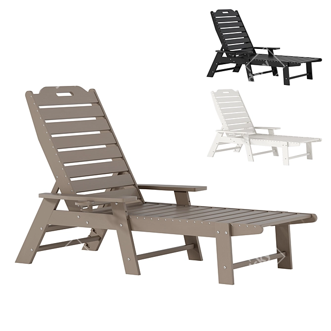 Adjustable All-Weather Adirondack Lounger 3D model image 1