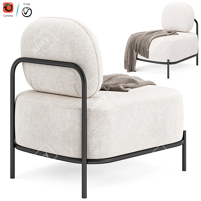 Hawaii Armchair in Dark Grey 3D model image 2