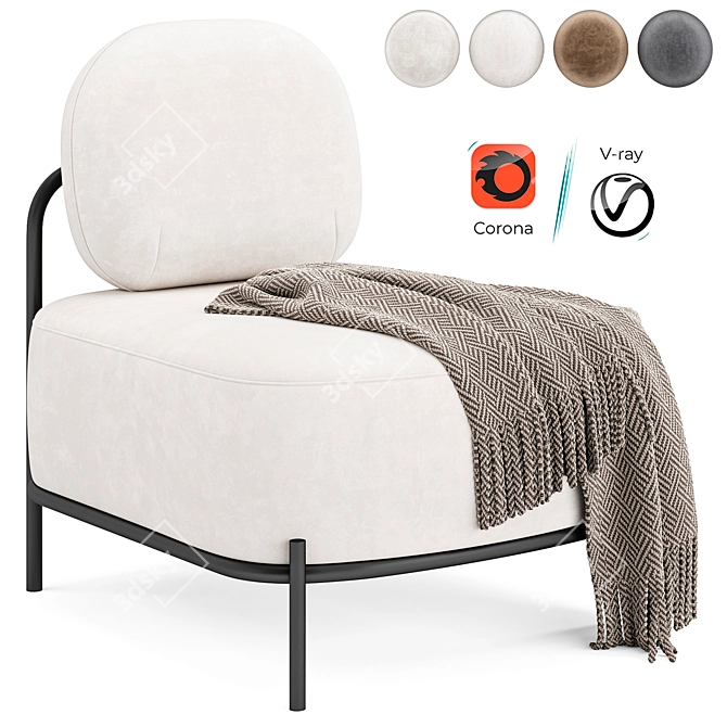 Hawaii Armchair in Dark Grey 3D model image 4