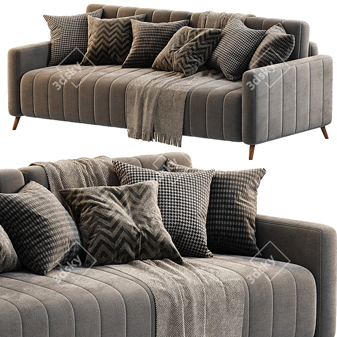 Markful Velvet Grey Sofa 3D model image 5