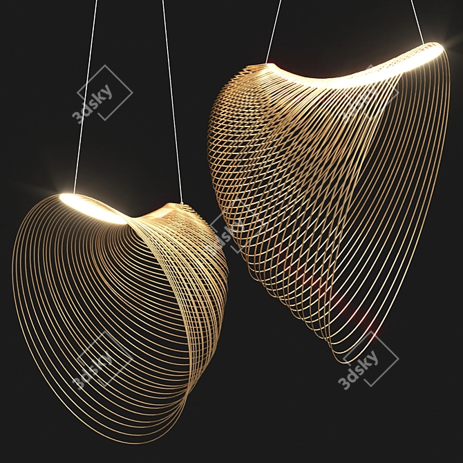 Modern Wood Pendant Lamp 2014 3D model image 2